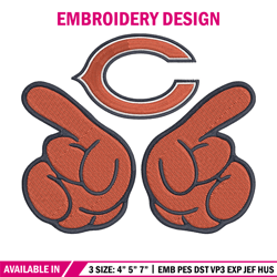 foam finger chicago bears embroidery design, bears embroidery, nfl embroidery, sport embroidery, embroidery design