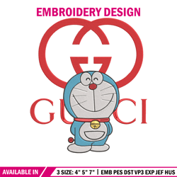 gucci doraemon embroidery design, doraemon embroidery, embroidery file, gucci embroidery, anime shirt, digital download