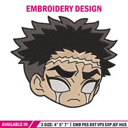 gyomei sticker embroidery design, demon slayer embroidery, embroidery file, anime embroidery, digital download