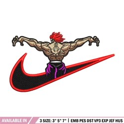 hanma yujiro nike embroidery design, baki embroidery, nike design, embroidery shirt