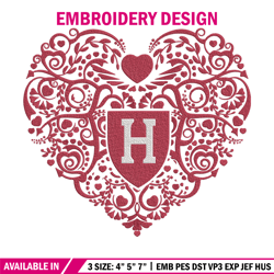 harvard crimson heart embroidery design, sport embroidery, logo sport embroidery, embroidery design, ncaa embroidery