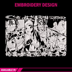hashira poster embroidery design, demon slayer embroidery, embroidery file, anime embroidery, digital download