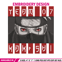 hatake kakashi embroidery design, naruto embroidery, embroidery file, anime embroidery, anime shirt,digital download