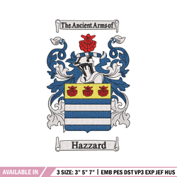 hazard family crest logo embroidery design, logo embroidery, logo design, embroidery file, logo shirt, instant download