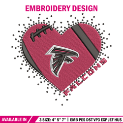 heart atlanta falcons embroidery design, falcons embroidery, nfl embroidery, logo sport embroidery, embroidery design