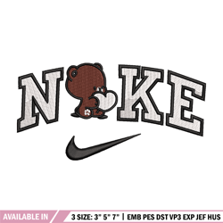 heart bear nike embroidery design, bear embroidery, embroidery file, embroidery shirt, nike design, digital download