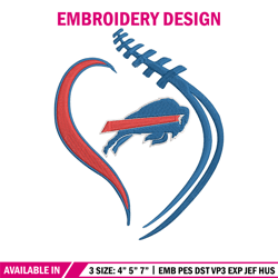 heart buffalo bills embroidery design, buffalo bills embroidery, nfl embroidery, sport embroidery, embroidery design