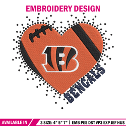 heart cincinnati bengals embroidery design, cincinnati bengals embroidery, nfl embroidery, logo sport embroidery