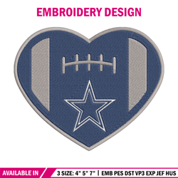 heart dallas cowboys embroidery design, dallas cowboys embroidery, nfl embroidery, sport embroidery, embroidery design 2