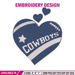 heart dallas cowboys embroidery design, dallas cowboys embroidery, nfl embroidery, sport embroidery, embroidery design