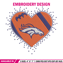 heart denver broncos embroidery design, denver broncos embroidery, nfl embroidery, sport embroidery, embroidery design