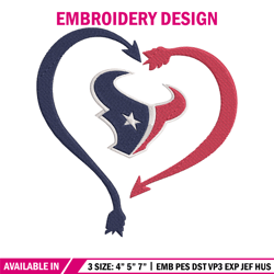 heart houston texans embroidery design, texans embroidery, nfl embroidery, sport embroidery, embroidery design