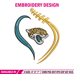 heart jacksonville jaguars embroidery design, jacksonville jaguars embroidery, nfl embroidery, logo sport embroidery