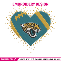 heart jacksonville jaguars embroidery design, jacksonville jaguars embroidery, nfl embroidery, sport embroidery