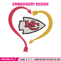 heart kansas city chiefs embroidery design, kansas city chiefs embroidery, nfl embroidery, logo sport embroidery