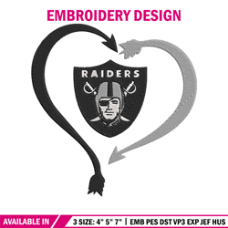 heart las vegas raiders embroidery design, raiders embroidery, nfl embroidery, logo sport embroidery, embroidery design