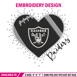 heart las vegas raiders embroidery design, raiders embroidery, nfl embroidery, sport embroidery, embroidery design (2)
