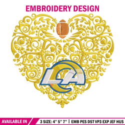 heart los angeles rams embroidery design, rams embroidery, nfl embroidery, logo sport embroidery, embroidery design (2)