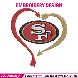 heart san francisco 49ers embroidery design, 49ers embroidery, nfl embroidery, sport embroidery, embroidery design