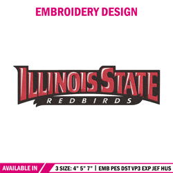 Illinois State logo embroidery design, Sport embroidery, logo sport embroidery, Embroidery design,NCAA embroidery