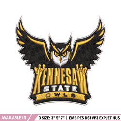 kennesaw state owls embroidery design, kennesaw state owls embroidery, logo sport, sport embroidery, ncaa embroidery