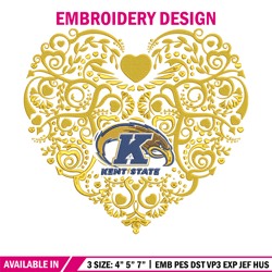 kent state heart embroidery design, sport embroidery, logo sport embroidery, embroidery design,ncaa embroidery