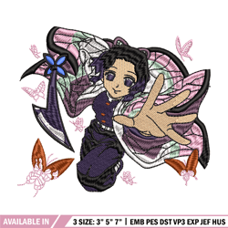 kochou shinobu embroidery design, kimetsu no yaiba embroidery, logo design, anime design, anime shirt, digital download