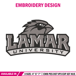 lamar university logo embroidery design, ncaa embroidery,sport embroidery,logo sport embroidery,embroidery design