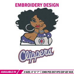 los angeles clippers girl embroidery design, nba embroidery, sport embroidery, embroidery design, logo sport embroidery