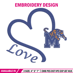 love memphis embroidery design, ncaa embroidery,sport embroidery,logo sport embroidery,embroidery design