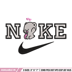 nike x bear cute embroidery design, bear embroidery, nike design, embroidery shirt