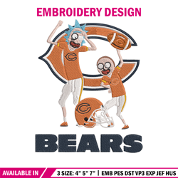rick and morty chicago bears embroidery design, chicago bears embroidery, nfl embroidery, logo sport embroidery