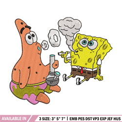 spongebob smoke embroidery design, spongebob embroidery, emb design, embroidery -sydneywasden