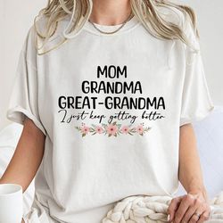 mom grandma great-grandma shirt, pregnancy announcement, gif