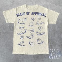 seals of approval funny retro t-shirt, vintage 90s seal t-shirt, funny 90s shirt, vintage minimalistic unisex gag tee