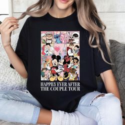 retro happily ever after shirt, mickey minnie couple tour shirt, characters valentine comfort colors shirt, disney coupl