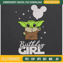 baby yoda birthday girl embroidery designs, baby yoda machine embroidery design,,embroidery design,embroidery svg,machin