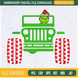 grinch chirstmas santa hat drive jeep car embroidery designs, christmas machine ,embroidery design,embroidery svg,machin