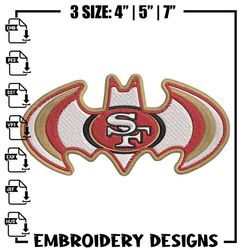 batman symbol san francisco 49ers embroidery design, 49ers embroidery, nfl embroidery, logo sport embroidery.,anime embr
