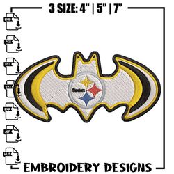 batman symbol pittsburgh steelers embroidery design, pittsburgh steelers embroidery, nfl embroidery, sport embroidery.,a