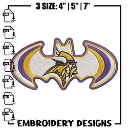 batman symbol minnesota vikings embroidery design, minnesota vikings embroidery, nfl embroidery, logo sport embroidery.,