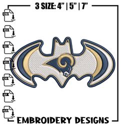 batman symbol los angeles rams embroidery design, rams embroidery, nfl embroidery, sport embroidery, embroidery design.,