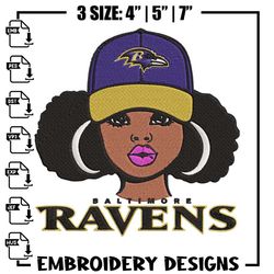 baltimore ravens girl embroidery design, ravens embroidery, nfl embroidery, logo sport embroidery, embroidery design.,an
