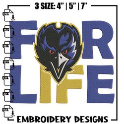 baltimore ravens for life embroidery design, baltimore ravens embroidery, nfl embroidery, logo sport embroidery.,anime e