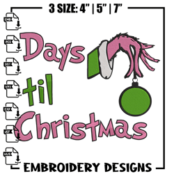 day til chrismas embroidery design,grinch embroidery, embroidery file, chrismas embroidery, anime shirt,digital download