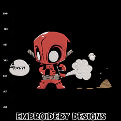 deadpool chibi embroidery design, deadpool embroidery, embroidery file, anime embroidery, anime shirt, digital download