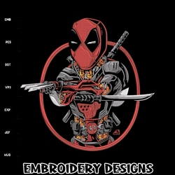 deadpool circle embroidery design, deadpool embroidery, embroidery file, anime embroidery, anime shirt, digital download