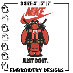 deadpool funny nike embroidery design, deadpool funny embroidery, nike design, embroidery file, instant download