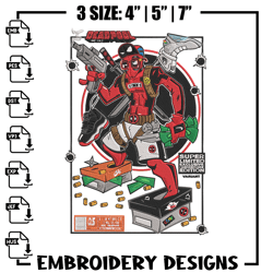 deadpool poster embroidery design, deadpool embroidery, embroidery file, anime embroidery, anime shirt, digital download