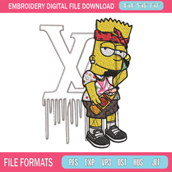 bart simpson lv embroidery design, lv embroidery, embroidery file, simpson embroidery, logo shirt, digital download 1